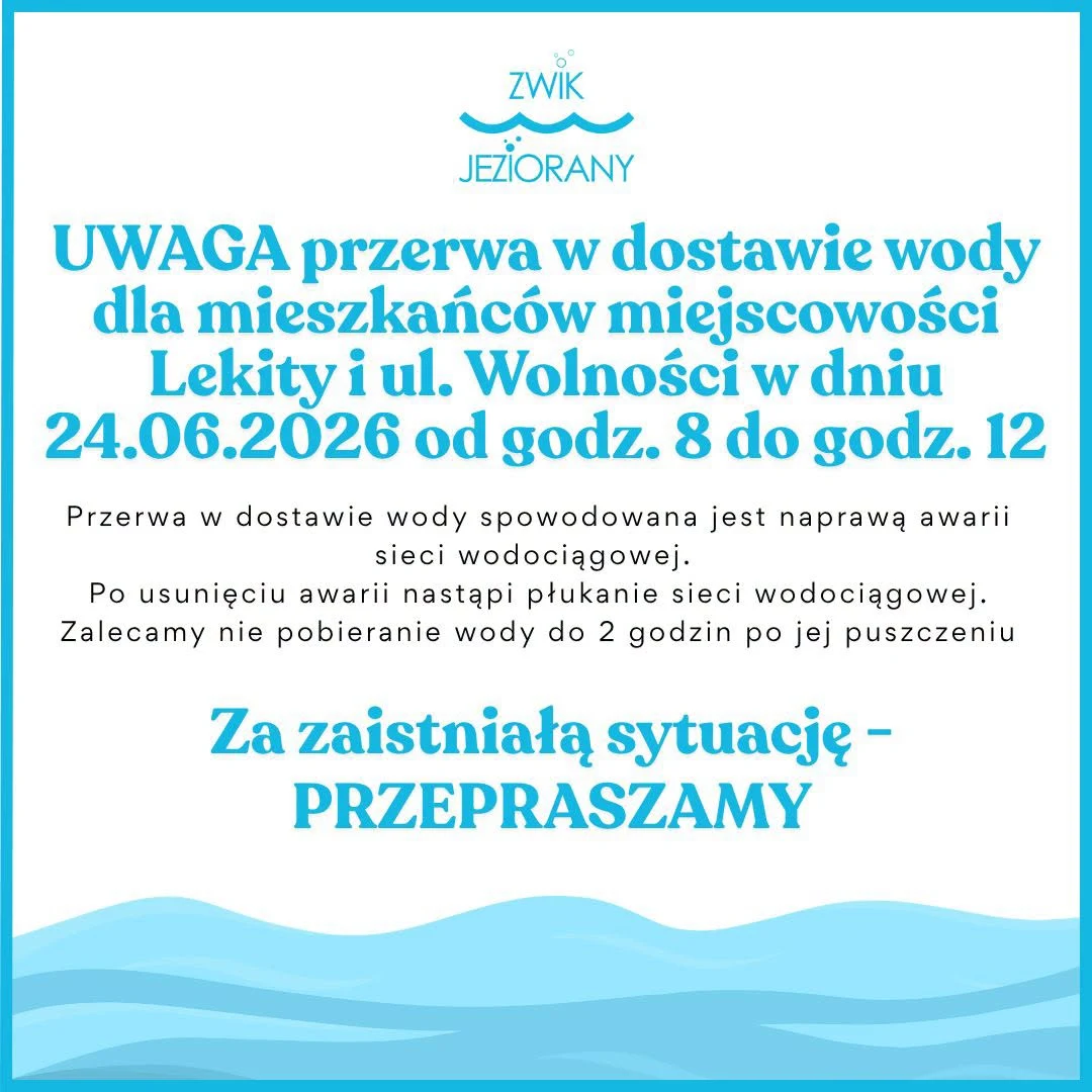 Ważna informacja od Zakładu Wodociągów i Kanalizacji